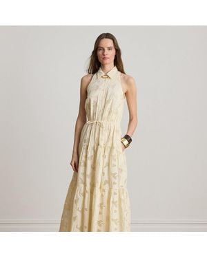 Ralph Lauren Floral-Eyelet Voile Tiered Shirtdress - Natural