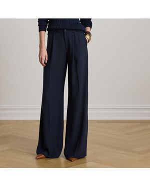 Ralph Lauren Double-Faced Georgette Wide-Leg Pant - Blue