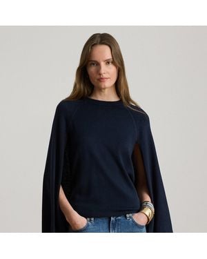 Ralph Lauren Rundhalspullover Mit Cape - Blau