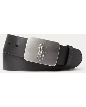 Polo Ralph Lauren Pony-Plaque Leather Belt - Black