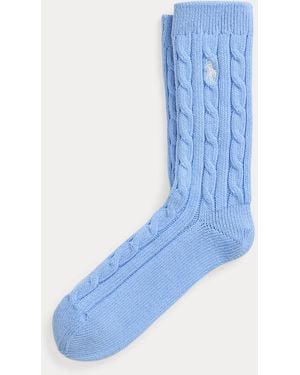 Ralph Lauren Cable-Knit Crew Socks - Blue