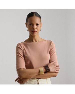 Ralph Lauren Stretch Cotton Boatneck Tee - Brown