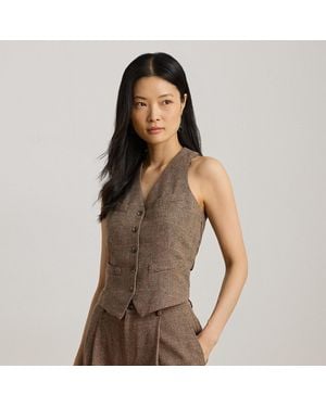 Ralph Lauren Glen Plaid Wool-Blend Waistcoat - Brown
