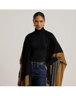 Ralph Lauren Two-Tone Ruana - Black