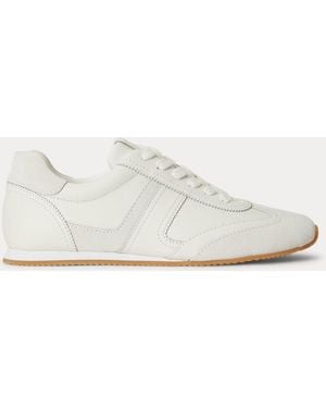 Ralph Lauren Dani Low Profile Leather And Suede Trainers - White