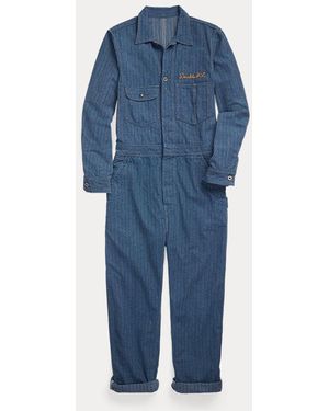 RRL Embroidered Jaspe Twill Coverall - Blue