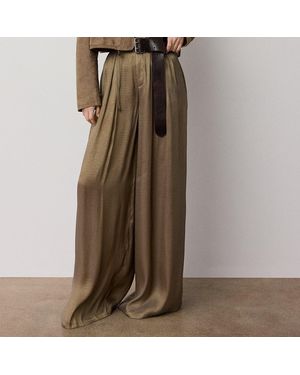 Ralph Lauren Greer Lamé Pleated Pants - Brown