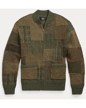 RRL Patchwork-Pulloverjacke Mit Kaschmir - Grün