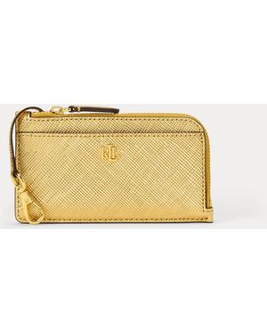 Ralph Lauren Textured Leather L-Zip Card Case - Metallic