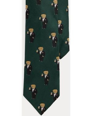 Polo Ralph Lauren Graduate Martini Bear Silk Tie - Green