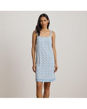 Ralph Lauren Paisley Ruffle-Trim Jersey Nightgown - Blue