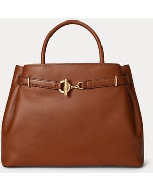 Ralph Lauren Große Leder-Umhängetasche Blaike - Braun
