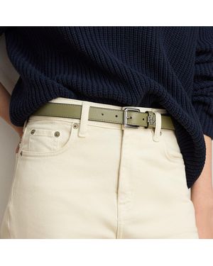 Ralph Lauren Logo-Keeper Skinny Leather Belt - Natural