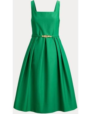Ralph Lauren Vestido De Cóctel De Faya Con Cinturón - Verde