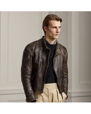 Ralph Lauren Thruxton Leather Moto Jacket - Brown