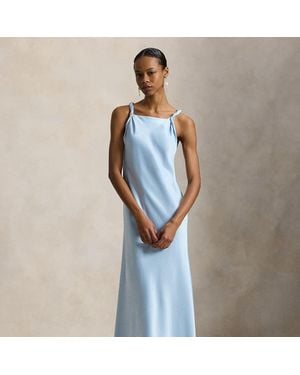 Polo Ralph Lauren Satin Dress With Woven Shoulder Straps - Blue