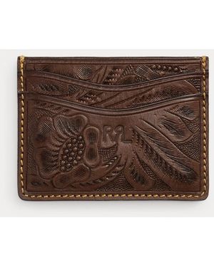 RRL Hand-Tooled Leather Card Case - Brown
