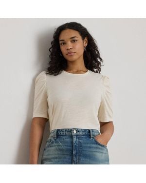 Ralph Lauren Ralph Lauren Slub Jersey Puff-Sleeve Top - White