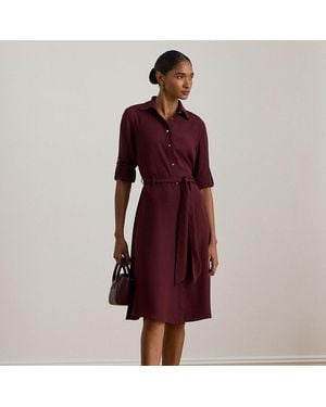 Ralph Lauren Double-Faced Georgette Shirt Dress - Red