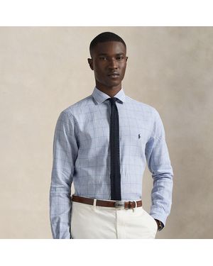 Polo Ralph Lauren Custom Fit Checked Linen-Blend Shirt - Blue