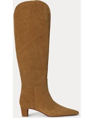 Polo Ralph Lauren Suede Pointed-Toe Tall Boot - Brown