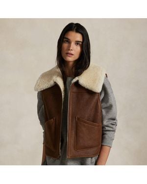 Ralph Lauren Shearling Full-Zip Vest - Brown