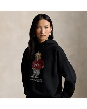 Polo Ralph Lauren Rhinestone Polo Bear Fleece Hoodie - Black