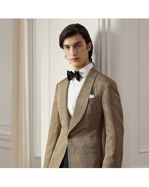 Ralph Lauren Kent Handmade Glen Plaid Silk Blazer - Natural