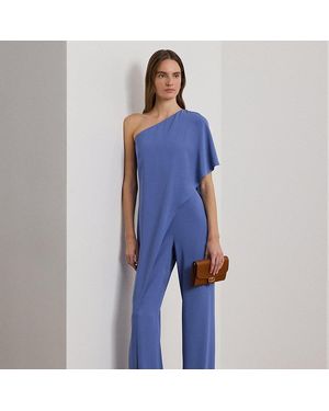 Ralph Lauren Cape Georgette One-Shoulder Jumpsuit - Blue