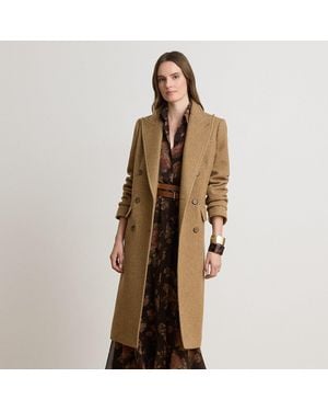 Ralph Lauren Double-Breasted Herringbone Coat - Brown