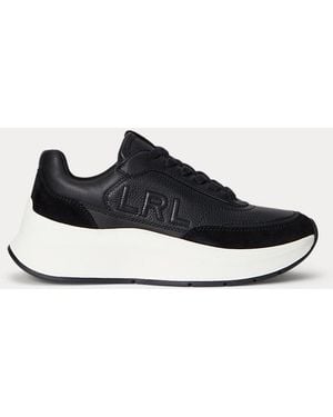 Ralph Lauren Sneaker Franky in pelle martellata - Nero