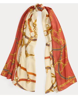 Ralph Lauren Ralph Lauren Belting-Print Wool Wrap Scarf - Orange