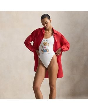 Polo Ralph Lauren Cotton-Linen Shirt Dress Cover-Up - Red