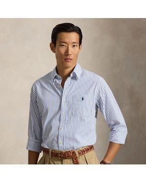 Polo Ralph Lauren Camisa De Popelina Con Rayas Custom Fit - Azul