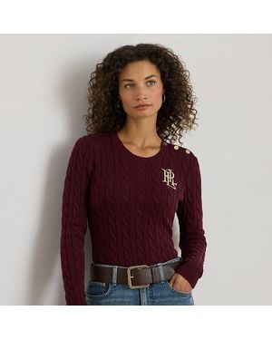 Ralph Lauren Ralph Lauren Button-Trim Cable-Knit Cotton Sweater - Red