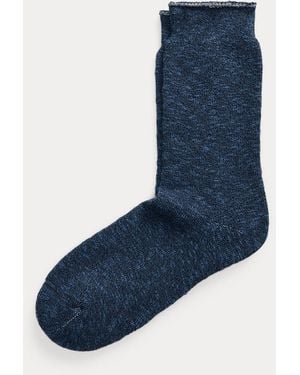RRL Heathered Stretch Cotton-Blend Socks - Blue