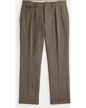 Ralph Lauren Slim Fit Wool-Cotton Herringbone Trouser - Gray