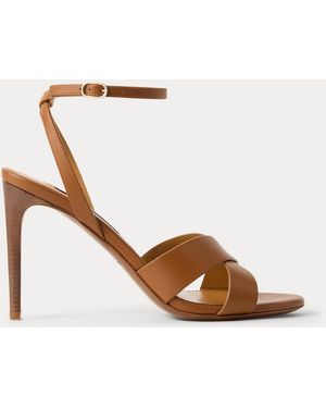 Ralph Lauren Cleary 95 Mm Calfskin Sandal - Brown
