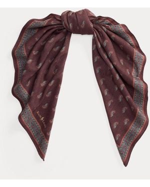 Ralph Lauren Paisley Wool Square Scarf - Brown