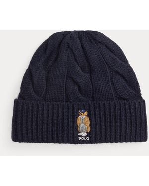 Ralph Lauren Polo Bear Cable Wool-Blend Beanie - Blue