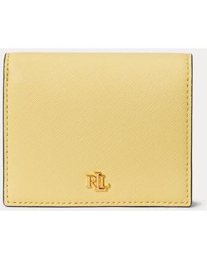 Ralph Lauren Crosshatch Leather Compact Wallet - Yellow