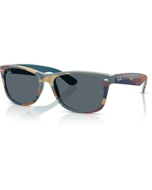 Ray-Ban New wayfarer classic sonnenbrillen blau / blaues tarnmuster fassung blau glas - Schwarz