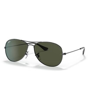Ray-Ban Sunglasses Man Cockpit - Gunmetal Frame Green Lenses 59-14 - Black