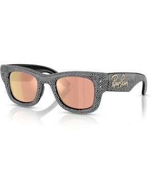 Ray-Ban Wayfarer puffer crystal pavè edition gafas de sol montura marrón lentes - Negro