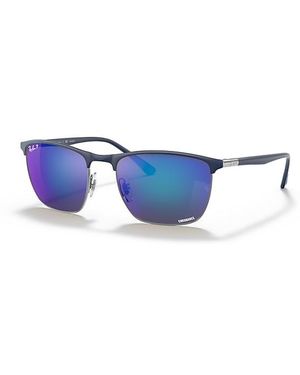 Ray-Ban Sunglasses Unisex Rb3686 Chromance - Blue Frame Blue Lenses Polarized 57-19 - Black