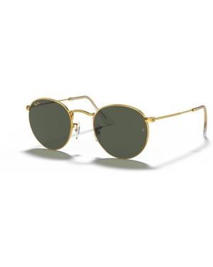 Ray-Ban Round Metal Legend Sunglasses Frame Green Lenses - Black