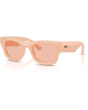 Ray-Ban Wayfarer Puffer Sunglasses Frame Pink Lenses - Black