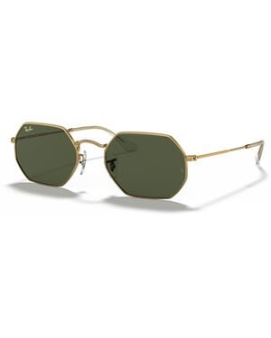 Ray-Ban Sunglasses Unisex Octagonal Legend Gold - Gold Frame Green Lenses 53-21 - Black