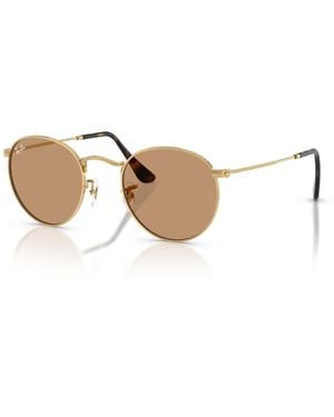 Ray-Ban Round Metal Sunglasses Frame Brown Lenses - Black