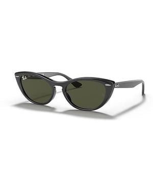 Ray-Ban Rb4314n Nina Cat Eye Sunglasses, Black/green, 54 Mm